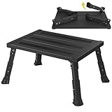XARILK Aluminium Klappstufe Trittstufe,300KG belastbar, 3-stufige höhenverstellbarer Tritthocker, Breite Anti-Rutsch Fläche,Für Wohnmobile, Garten & Hundetreppe,Leicht & klappbar(Schwarz)