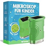 Edubini Digitales Mikroskop für Kinder [1000-fache Vergrößerung] - Tragbares Taschenmikroskop für Garten, Wald & Experimente - Kindermikroskop Spielzeug mit digitalem HD-Bildschirm [inkl Fotofunktion]