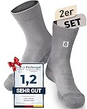 CORE GORIMO – 2 Paar – Merino Wandersocken Damen & Herren - mit Anti-Blasen Schutz - Wandersocken Herren & Damen zum Wandern, Hiking und Trekking (43-46, Grau)