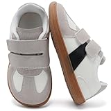 Mioceko Kinder Barfußschuhe Jungen Huasschuhe Bequem Mädchen Turnschuhe Breiter Zehenraum Laufschuhe Freizeit Atmungsaktiv Sneakers Beige 28 EU