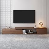 Homary Ausziehbares TV-Schrank 180 cm - 280 cm, TV-Lowboard TV Möbel mit 3 Schubladen, TV-Board für Fernseher bis zu 120 Zoll, Walnuss Moderner Fernsehtisch mit Stauraum für Wohnzimmer