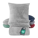 BaSaTex Winter Plüsch Bettwäsche Set | 135x200 cm Deckenbezug + 80x80 cm Kissenbezug | Cashmere-Touch Coral Fleece,Rip-Cord“ | Reißverschluss | Grau