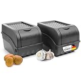 Novaliv Kartoffel Aufbewahrungsbox | 2x mitel 5L | ANTHRAZIT GRAU | Zwiebelbox | Gemüsebox stapelbar Kartoffelbox Zwiebel Aufbewahrung Kartoffelkorb Obstbehälter Kartoffelkiste Frischhaltedose