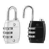 2 Stück Gepäckschlösser mit 3 Ziffern, kleines Zahlenschloss mit Zahlenschloss Code Vorhängeschloss Koffer für Gepäck Koffer Tasche Fach (Schwarz, Silber)