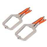 Feststell-C-Klemmenzange, Robust, 2 Stück, Schraubstock-C-Klemmen, Effiziente Gesichtsklemme Zum Schweißen, mit Rotierenden Pads, für die Holzbearbeitung (14 Zoll)