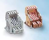 Hobbyfun Strandkorb blau-weiß 3,5 x 3,5 cm Küsten Deko Strandkorb Maritime Deko Sonnenbaden Entspannen