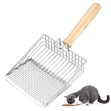 Katzenstreu Schaufel, Katzenstreuschaufel für Katzenklo Schaufel Metall mit Holzgriff, Katzenschaufel für Katzenstreu Klumpstreu, Cat Litter Scoop, Lochabstand 7mm, Länge 27cm