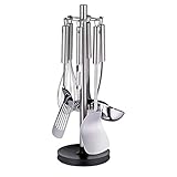 WMF Profi Plus Küchenhelfer Set Edelstahl 7-teilig, Küchenbesteck, Ständer mit 6 Helfern, Schöpflöffel, Schaumlöffel, Wokwender, Wender, Schneebesen, Gemüseschäler, Cromargan Edelstahl, spülmaschinengeeignet