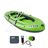 VEVOR Schlauchboot Fischerboot für 5 Personen, Robustes, Tragbares Bootsfloßkajak aus PVC, 45,6-Zoll-Aluminiumruder, Hochleistungspumpe, Angelrutenhalter und 2 Sitze, 499 kg Kapazität