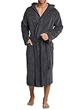 Schiesser Herren Bademantel mit Kapuze, Grau (200-grau), XL