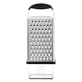 OXO Good Grips Vierkantreibe mit Auffangbehälter aus geätztem Edelstahl – für Gemüse und mehr, Silber/Schwarz