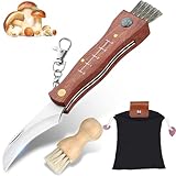 Dream Reach Tragbares Pilzmesser Set Taschen-Klappmesser mit Bürste und Schwarz Tasche für Garten Outdoor Ernte Geschenk