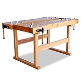 BAMATO Hobelbank WORK-1750 | 16x Bankhaken Metall | 4 Spannzanen | Werkzeugablage integriert | Perfekt für 2 Personen | Werkbank Werkstatt für Hobby, Handwerker
