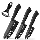 MUXUN Keramikmesser Set, Scharf 4er Pack Messerset, Mehrfunktionalmesser, Obstmesser, Gemüsemesser und 1 Sparschäler