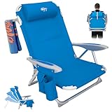 #WEJOY Strandstuhl klappbar Hochlehner Klappstuhl 4 Position Leicht tragbar Stark stabil Campingstuhl Lay Flat Chair Max Hold bis 120kg / 265 lbs Blue