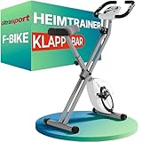 Ultrasport Heimtrainer Fahrrad Klappbar I Hometrainer Fahrrad Klappbar Extra Leise bis 130 KG mit Komfort-Sattel I Fitnessbikes, Indoor Bike, Trimmrad, Weiß-Silber