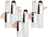 Color Changing Foundation Stick mit Bürste, Cover Cream Stick, White Korean Foundation Stick,Full to Medium Coverage Base Makeup, for All Skin Types (3 PCS)
