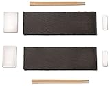 Kesper | Sushi Set, 8 teilig - für 2 Personen, Material: Schiefer, Maße der Platte: 30 x 10 cm | 38142