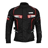ViPER Speed 10 Textil-Motorradjacke, leichte Sommer-Motorradjacke, hohe Sichtbarkeit, atmungsaktiv und wasserdicht, Radfahrer, Sport, Rennsport, schwarz/red, S