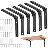 HonQiShiMY 6 Stück Regalhalterungen Schwerlastwinkel，90 Grad Regalträger, Metall Schwerlast Konsole Wandwinkel, Dreieckig Winkelträger Regalwinkel für Wandmontage,150X125mm，schwarz