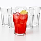Tomko Trinkgläser, Gläser Set 6 Teilig, 360ml, spülmaschinenfest, stoßfest, robustes Glas, ideal für Saft, Wasser, Eiskaffee, Wassergläser, Saftgläser