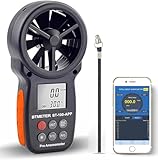 BTMETER Anemometer Bluetooth Wireless Handheld, BT-100APP Digital Windmesser CFM Messgerät, LCD Wind Speed Meter Gauge, Windgeschwindigkeit Temperatur Wind Chill Tester