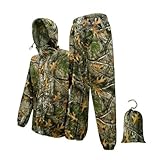 Hrlace Regenanzug Herren Wasserdichtes Regenanzüge Erwachsene Regenjacke Regenhose Leichter Tarnmuster Regenmantel mit Kapuze Regenbekleidung mit Tragebeutel für Outdoor Tree Super 2.0 M