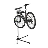 Relaxdays Fahrrad Montageständer, höhenverstellbarer Wartungsständer, für Rahmen 25-40 mm, bis 30 kg, mit Ablage, Silber, schwarz