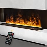 Kamin Wasserdampf, Elektrokamin, eingebauter Elektrokamin, 3D-Flammeneffekt, Kamin mit Fernbedienung [500 mm, schwarz]
