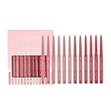 12 Farben Lipliner Set Mattes Lipliner Stift Lippenstift Set, Langlebig und Wasserdicht, Lipliner Wasserfest, Hochpigmentierte, Glatt Textur Natürliches Lippen Make up Geschenk