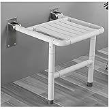 Badezimmer-Duschsitz, Wandhalterung, zusammenklappbar, Holz, Duschstuhl, Hocker für ältere Menschen und Behinderte, weiß, ergonomische Badewannenbank
