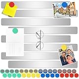 Wukong 8 Stück Magnettafel Memotafel, 30x3cm Silber Selbstklebend Magnetleisten mit 32 Starke Magnete für Büro, Pinnwand, Fotowand, Dokumente und Kühlschrank
