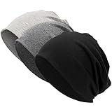 Zouwel Mütze Herren und Damen, 3 Stück Slouch Unisex Elastisch Weich Dünne Beanie, Beanie Mützen Caps für Damen Herren Jungen, Elastisch Laufmütze für Frühling Herbst und Winter, Chemo Kopfbedeckung