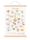 Mutzauber® ABC Poster für Kinder A3 30x40 cm Deko Alphabet Zahlen Buchstaben Geschenk Wanddeko Kinderzimmer für Einschulung Grundschule Vorschule inkl. Bilderleiste (inkl. Bilderleiste)