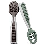 NumNum GOOtensil Esslernlöffel Babylöffel Set ab 6 Monaten - Beikost Baby Zubehör BLW - BPA frei Silikon Löffel Selber Essen - Baby Led Weaning Self Feeding Spoons (Grau/Grün)
