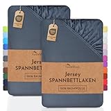 NatureMark 2er Pack Jersey Spannbettlaken, Spannbetttuch 100% Baumwolle in vielen Größen und Farben MARKENQUALITÄT ÖKOTEX Standard 100 | 90 x 190 cm - 100 x 200 cm - anthrazit grau