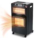 Cecaylie Gasheizofen 4,2 KW Gasheizer und 1260W Elektrische Gasheizung Faltbar Gasofen 306 g/h Gasverbrauch Gasheizvolumen 20-60 m³, ODS, Kippschutz, Piezozünder, Überhitzungsschutz, 3 Heizstufen