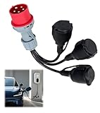 ZHEHNSA starkstrom Adapter 400V auf 230, 400V 16A Stecker auf 3X 230 V Kupplung Verlängerungskabel，Camping CEE-Adapterleitung mit Klappdeckel & Schutzkontaktsteck, für Industrie,Caravan, Außenber