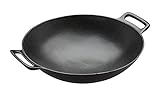 RÖSLE VARIO Wok, Hochwertiger Wok aus emailliertem Gusseisen zum scharfen Anbraten, asiatische Küche, für Herd und Grill geeignet