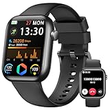 Smartwatch Damen Herren, 1.83' HD Touch Fitness Tracker mit Telefonfunktion/Blutdruckmessung/Pulsuhren/Schlaftracker,Schrittzähler, 120+ Sportmodi, IP68 Wasserdicht Fitnessuhr&Sportuhr für Android iOS