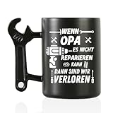 Onebttl Opa Geschenke Kaffeetasse mit Schraubenschlüssel Griff, Geschenke für Opa vom Enkel, 400ML lustige Keramiktasse für Geburtstag, Weihnachten, Vatertag