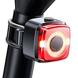 Rücklicht Fahrrad LED mit Seitlicher Warnleuchte, Sichtweite 200 m, USB-C Aufladbar & Batteriestatus, IPX5 Wasserdicht, StVZO Zugelassenes Fahrradlicht Hinten für Rennrad, E-Bike und Rucksack