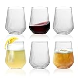 Ausune 6 Stück 460ml Rippenglas Drinkgläser Set Glas Set für Saft Cocktails Wasserbecher für Zuhause Bar und Restaurants Hochwertige langlebige Trinkgefäße stilvolle Dekoration Geschenkidee