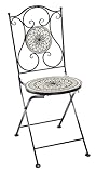 Kobolo Gartenstuhl Klappstuhl Metallstuhl - Mosaikoptik - weiß-grau - Outdoor - H 90 cm
