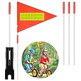 Grevosea 1 STK Reflektierende Fahrrad Fahne,Fahrrad wimpel,Fahrrad Fahne für Kinder,Fahrrad Sicherheit Fahnen mit 5 STK Stange Im Freien Radfahren Fahne,Fahne Fahrrad Kinder 26 X 20.5CM