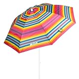 AKTIVE Großer Strandschirm, Ø200 cm, mit Belüftungsdach, UV 50 Schutz, mehrfarbig, 28-32 mm Stock, flexibler Stock, inkl. Tragetasche, Beach