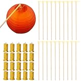 GAOUTO 20 Stücke Laternenstäbe + 20 Pcs Mini LED Lichter Beleuchtung Gelb, 26.5 × 6cm Laternenstab mit LED, Led Ballonlichter Laternenstock LED für Kinderpartys, St. Martin, Halloween, Kostümpartys