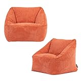 Icon Natalia Sitzsack Kinder, Terrakotta, 2er Pack, Flauschiger Cord Stoff, Sitzsack Cord mit Füllung, Bequemer Kinder Sessel, Kuschelsessel, Lese Sessel, Schlafzimmer, Kinderzimmer, Spielzimmer