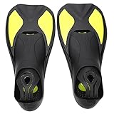 aqxreight Outdoor-Wassersport-Schwimmflossen, Weiche Schnorchel-Tauchflossen, Erwachsene, Mann, Frau, Schwimmschuhe, Schwarz, Gelb, S, Schützt Knöchel, Kann Montageform, Umweltfreundlich, Weiches, (S)