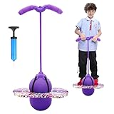 bechoanigel Pogo Stick für Kinder,Pogo Ball mit Griffen,100 kg Tragfähigkeit,Hüpfstange mit Luftpumpe,Pogo Ball für Sport,Gleichgewichtstraining,Abnehmen und Fettverbrennung,Kinder ab 6 Jahre (Lila)